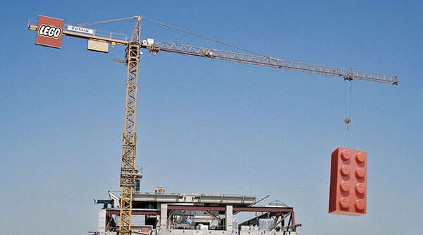 crane towing a lego block