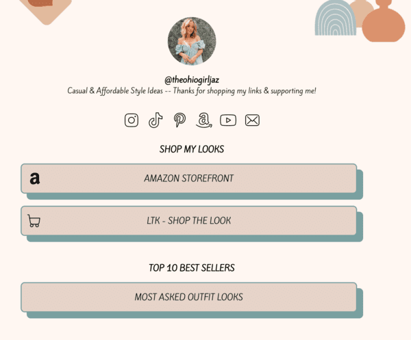 amazon influencer linktree landing page