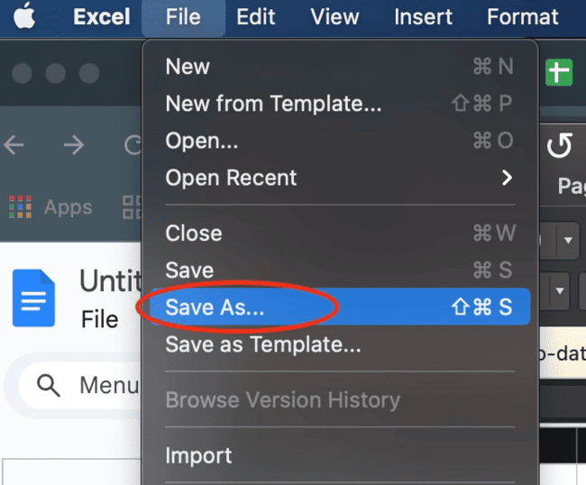 save as option in excel on mac