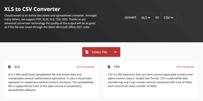 using CSV online converters